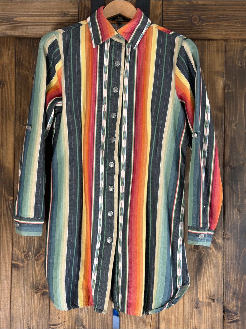 Striped Multicolor Longline Button-Up Shirt